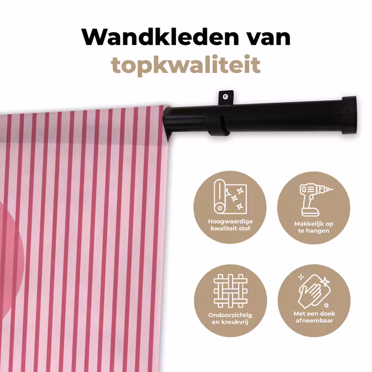 Wandkleed - Abstract - Strepen - Ovaal - Roze - Modern — 3