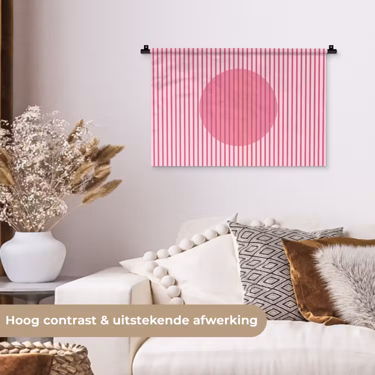 Wandkleed - Abstract - Strepen - Ovaal - Roze - Modern — 4