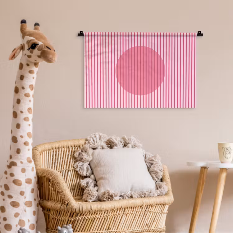 Wandkleed - Abstract - Strepen - Ovaal - Roze - Modern — 5