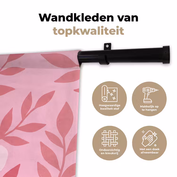 Wandkleed - Bloemen - Abstract - Modern - Roze - Natuur — 3