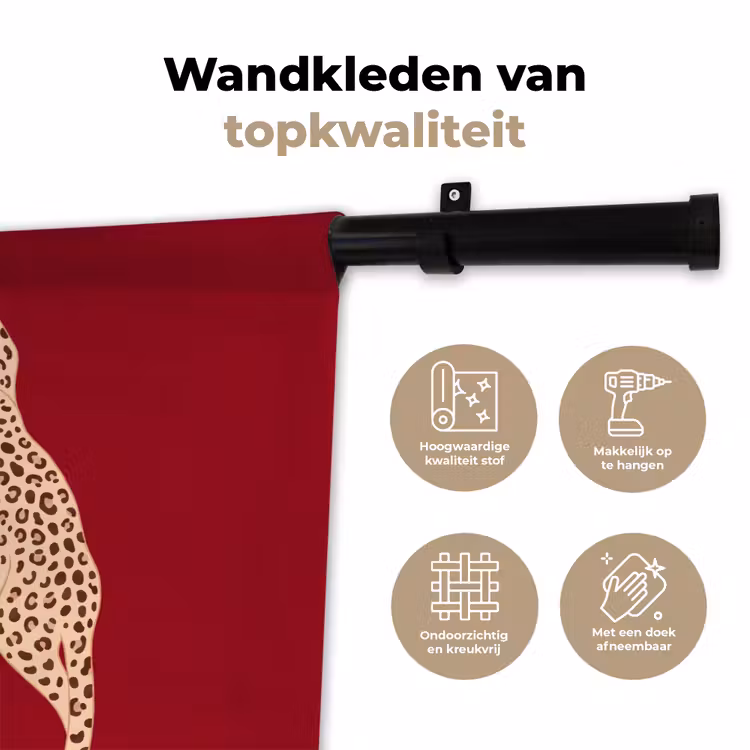 Wandkleed - Dieren - Luipaard - Abstract - Rood - Modern — 3