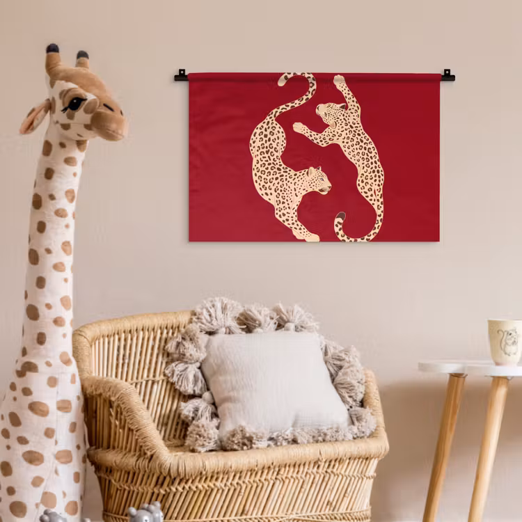 Wandkleed - Dieren - Luipaard - Abstract - Rood - Modern — 5