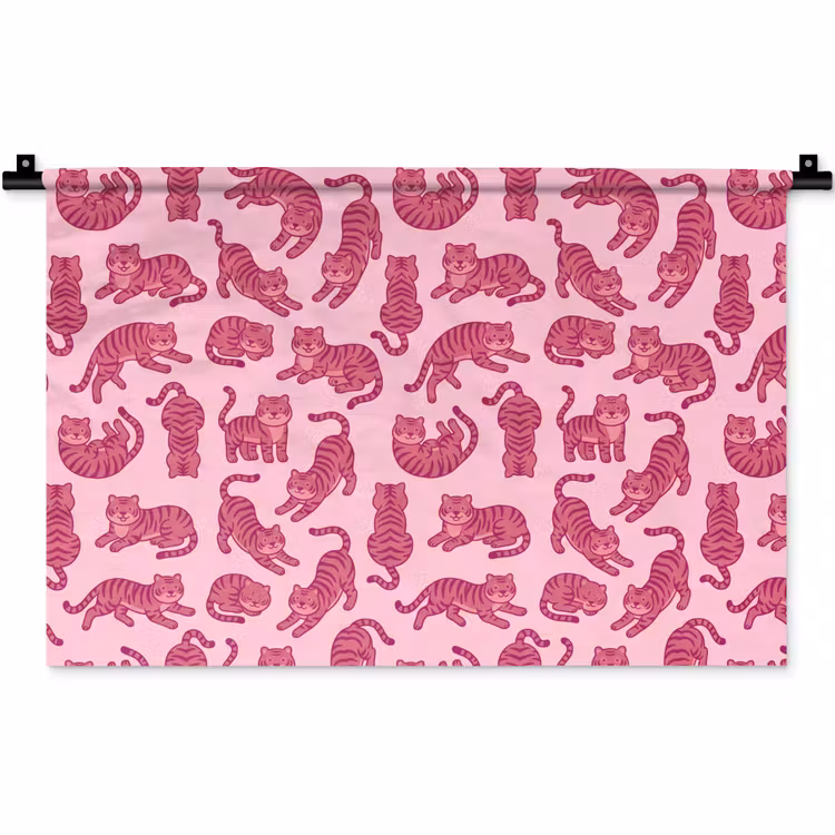 Wandkleed - Dieren - Patroon - Roze - Speels - Cartoon — 1