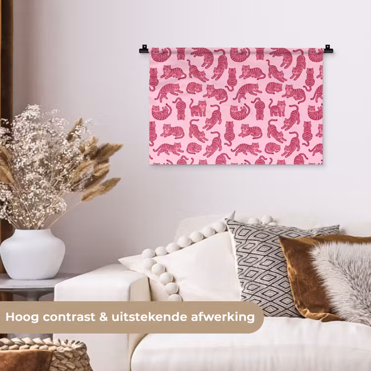 Wandkleed - Dieren - Patroon - Roze - Speels - Cartoon — 4