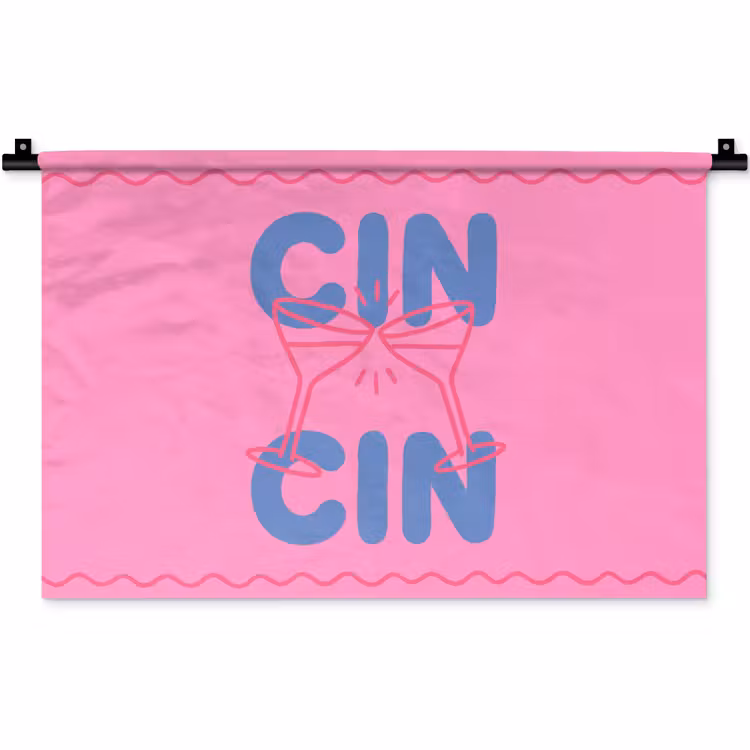 Wandkleed - Drank - Glazen - Proost - Modern - Roze — 1
