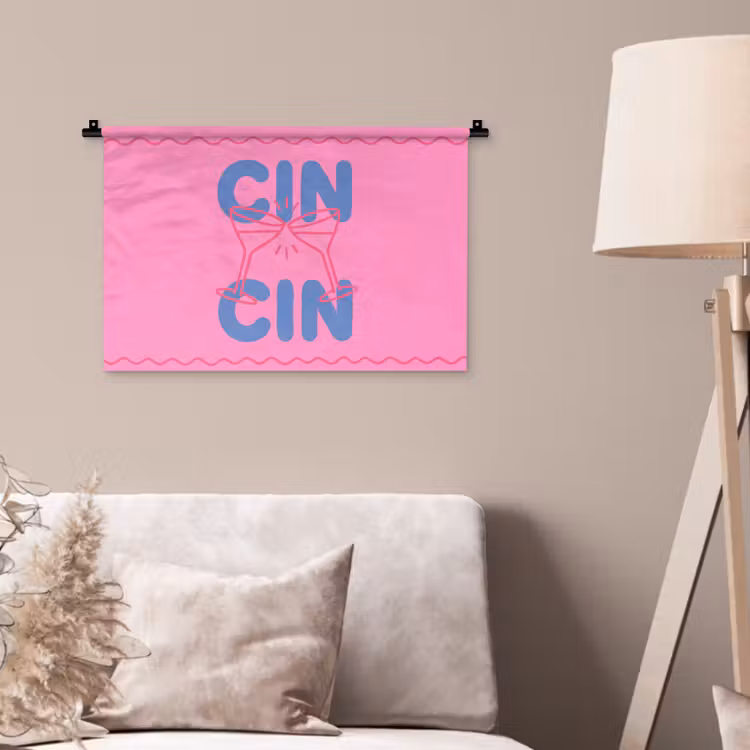 Wandkleed - Drank - Glazen - Proost - Modern - Roze — 2