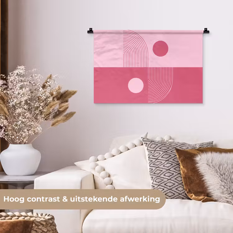 Wandkleed - Geometrie - Patroon - Abstract - Roze - Modern — 4