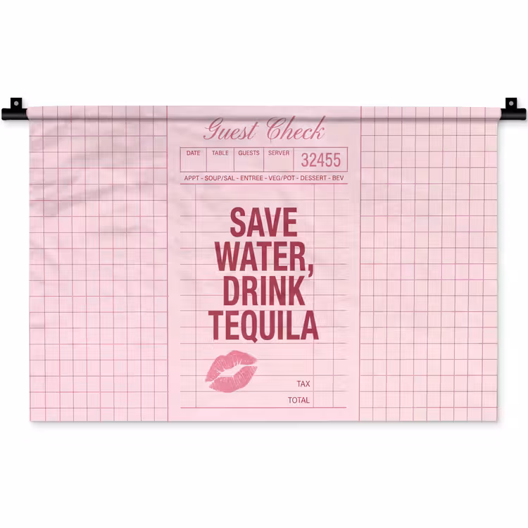 Wandkleed - Humor - Drank - Tekst - Roze — 1