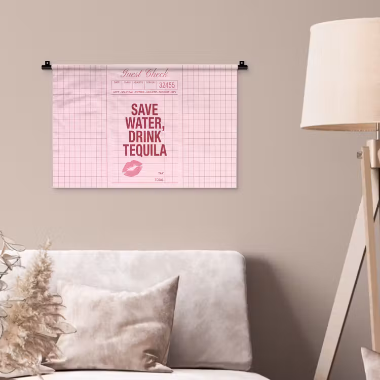 Wandkleed - Humor - Drank - Tekst - Roze — 2