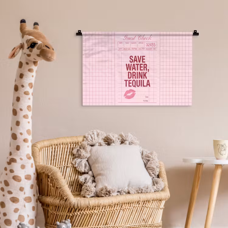 Wandkleed - Humor - Drank - Tekst - Roze — 5