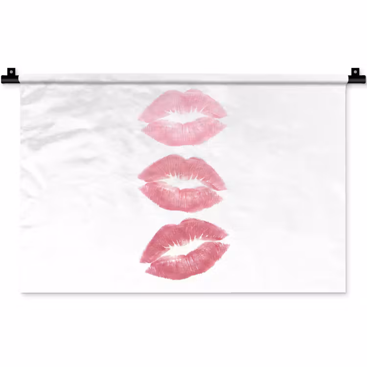 Wandkleed - Lippen - Kusafdruk - Roze - Modern - Abstract — 1