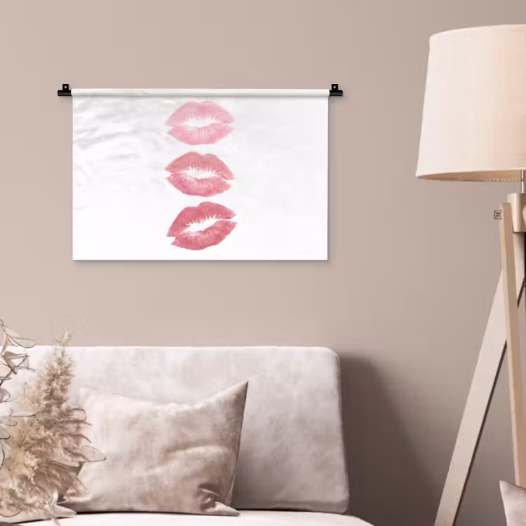 Wandkleed - Lippen - Kusafdruk - Roze - Modern - Abstract — 2