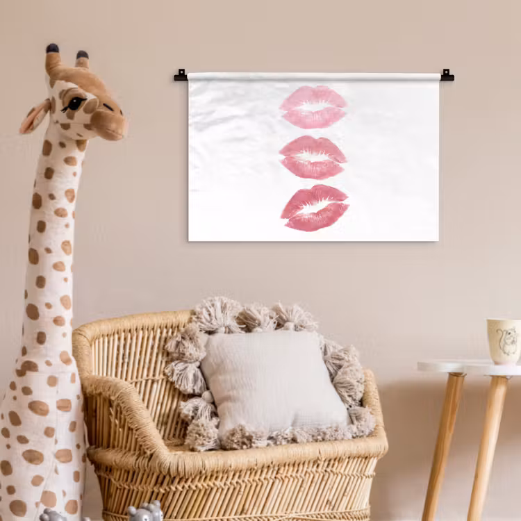 Wandkleed - Lippen - Kusafdruk - Roze - Modern - Abstract — 5
