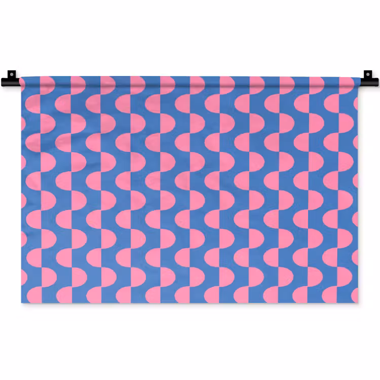 Wandkleed - Patroon - Halve cirkels - Abstract - Modern - Roze - Blauw — 1