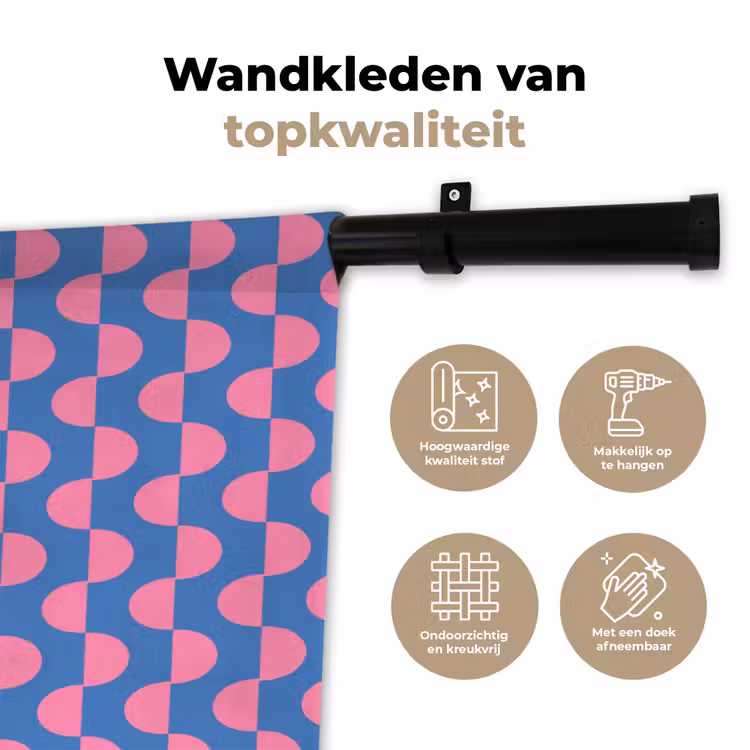 Wandkleed - Patroon - Halve cirkels - Abstract - Modern - Roze - Blauw — 3