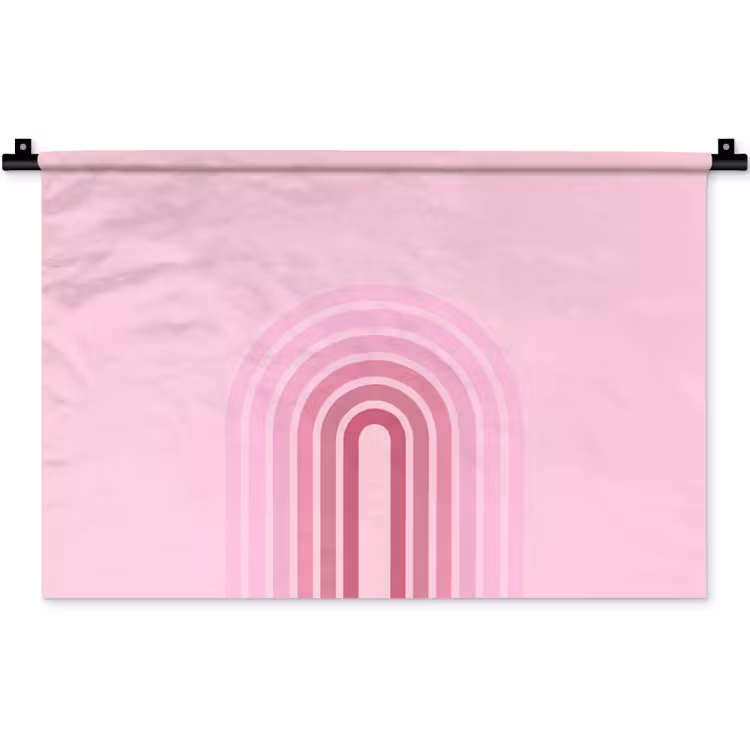 Wandkleed - Regenboog - Roze - Abstract - Modern - Minimalistisch — 1