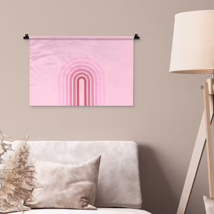Wandkleed - Regenboog - Roze - Abstract - Modern - Minimalistisch — 2