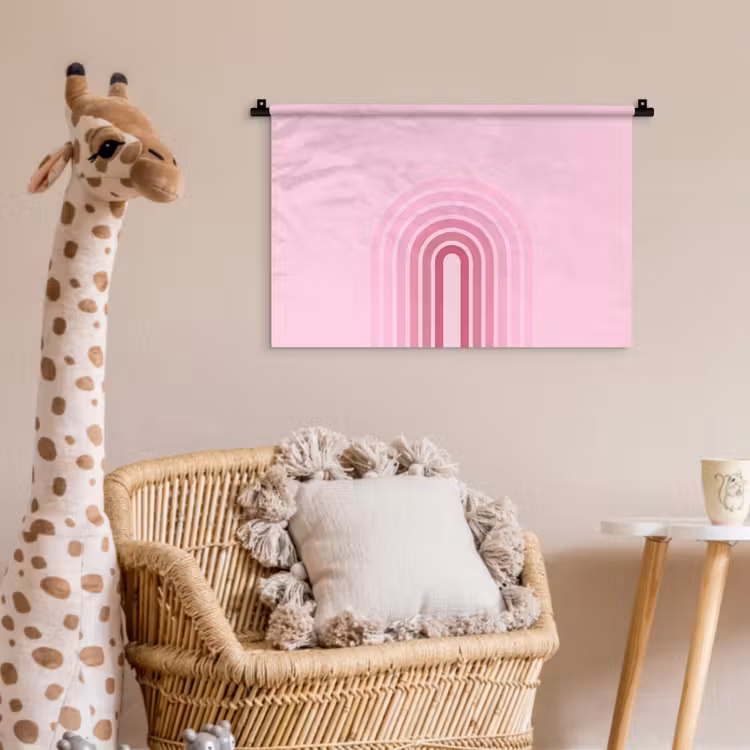 Wandkleed - Regenboog - Roze - Abstract - Modern - Minimalistisch — 5