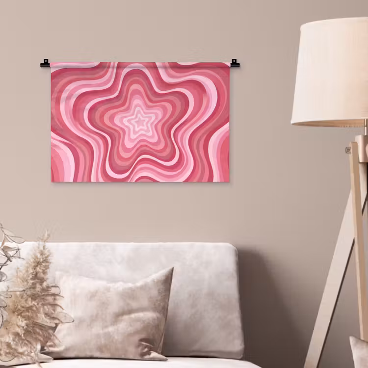 Wandkleed - Ster - Golvend - Abstract - Roze — 2