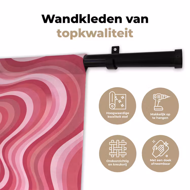 Wandkleed - Ster - Golvend - Abstract - Roze — 3