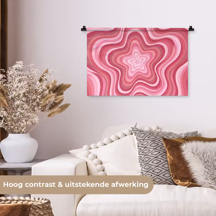 Wandkleed - Ster - Golvend - Abstract - Roze — 4
