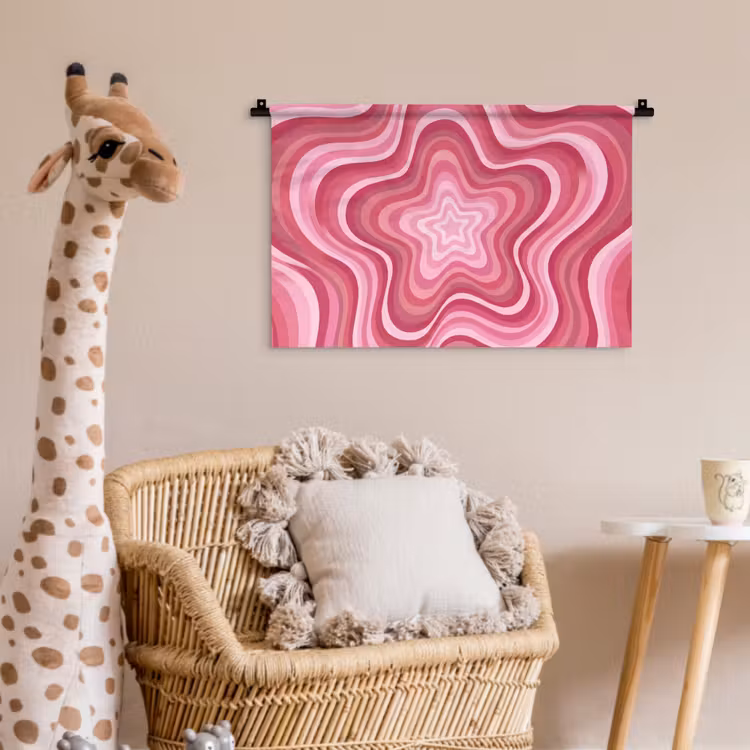 Wandkleed - Ster - Golvend - Abstract - Roze — 5
