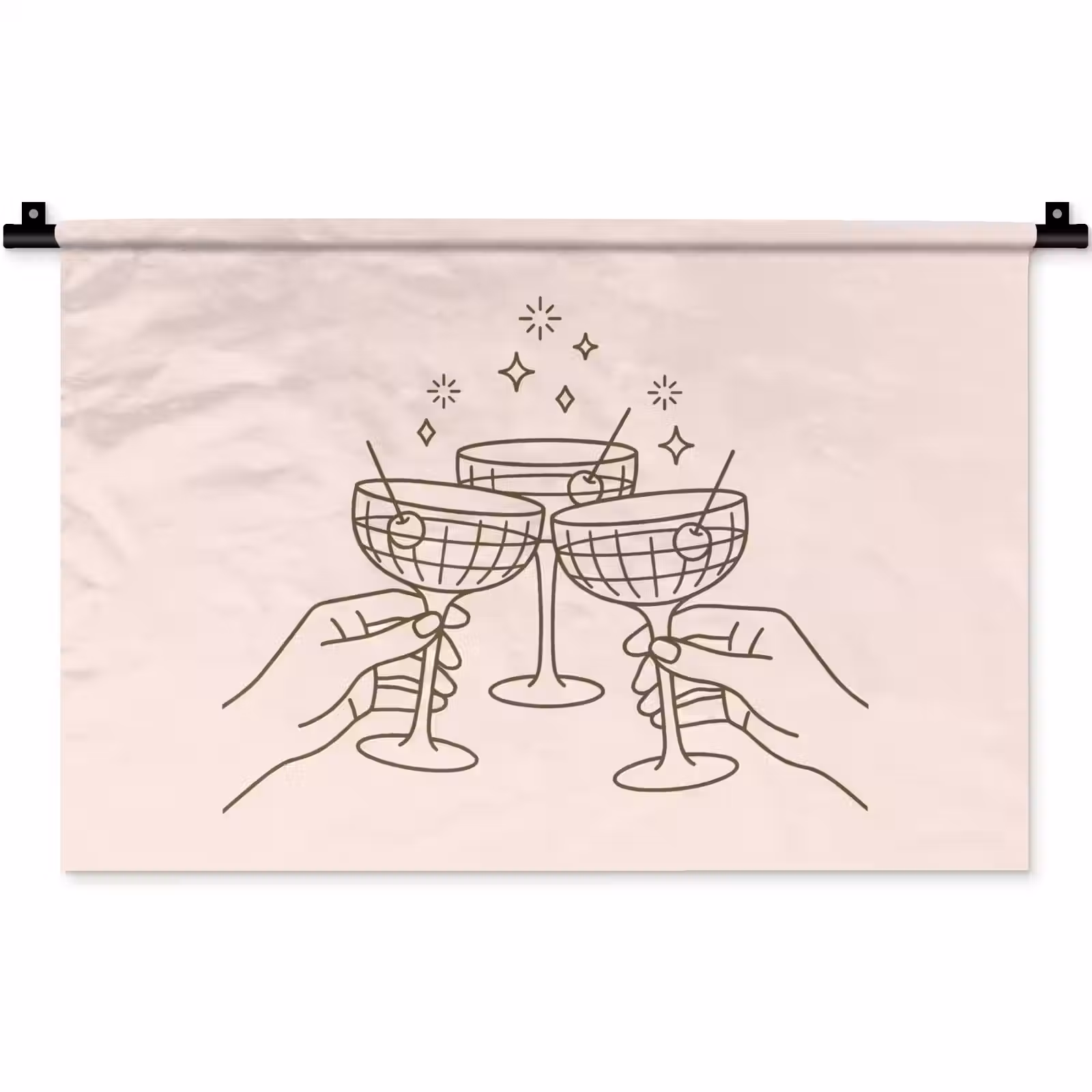 Wandkleed - Drankjes - Feest - Proosten - Minimalistisch - Groen — 1