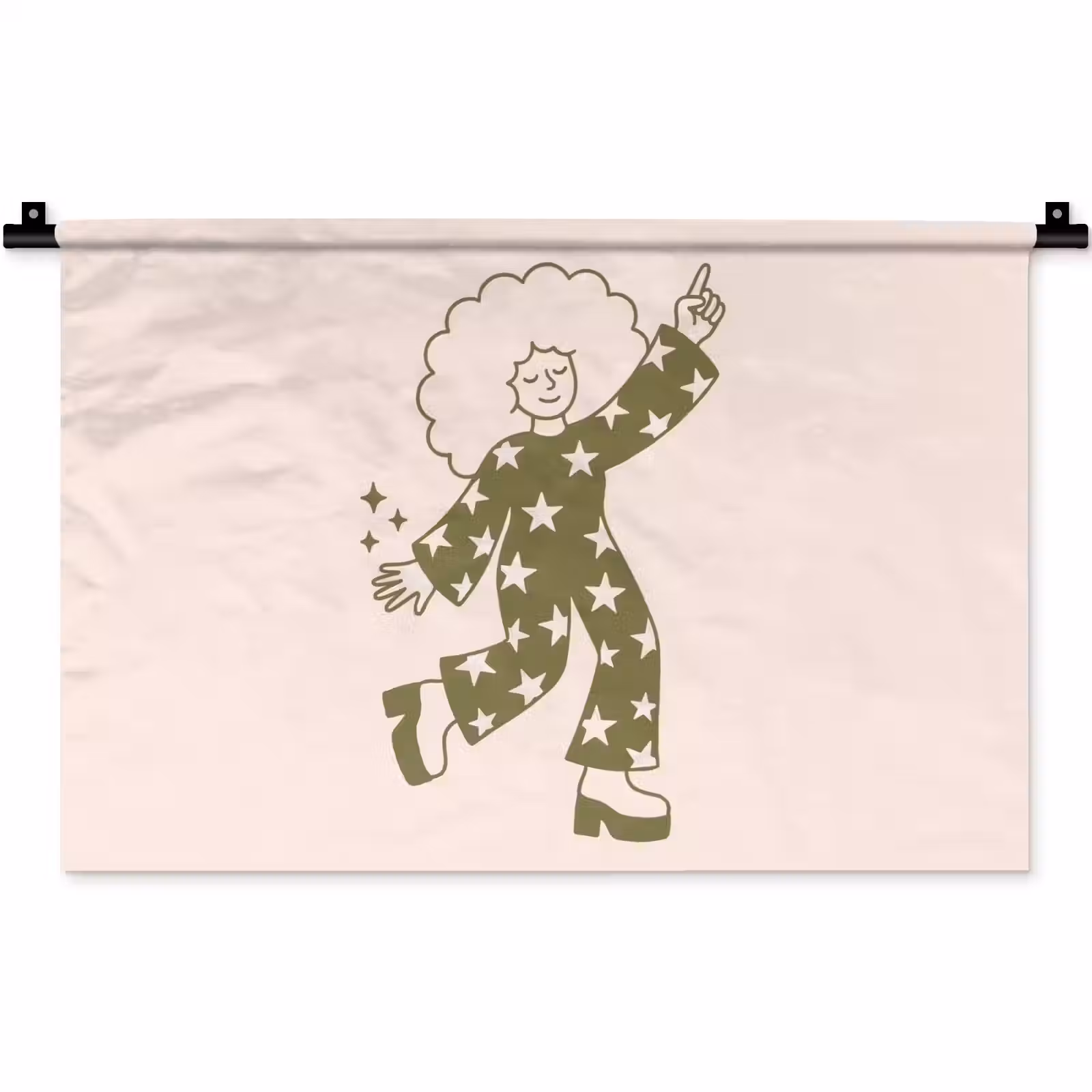Wandkleed - Mensen - Dansend - Feest - Vintage - Groen — 1