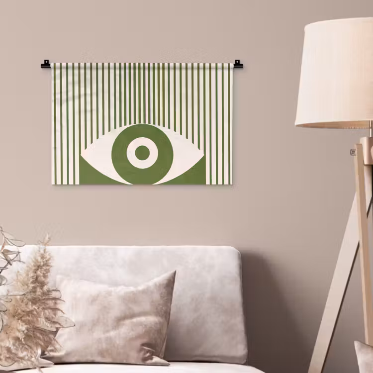 Wandkleed - Abstract - Oog - Strepen - Modern - Groen — 2