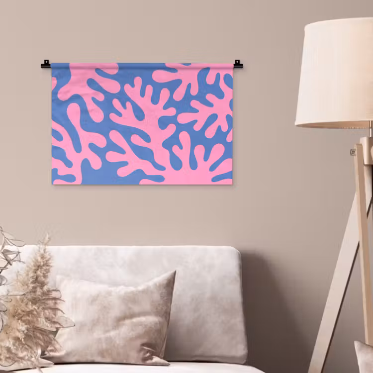 Wandkleed - Abstract - Vormen - Roze - Blauw — 2