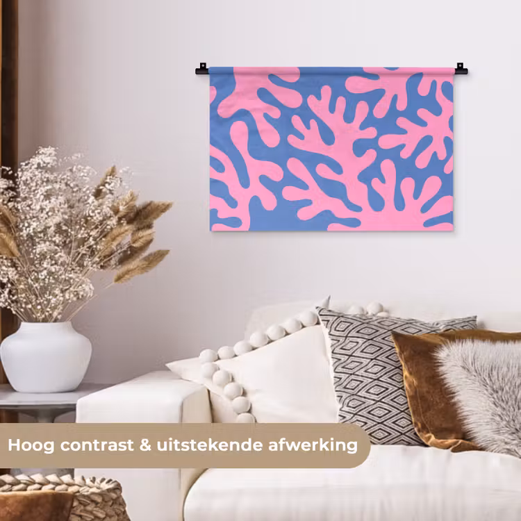 Wandkleed - Abstract - Vormen - Roze - Blauw — 4