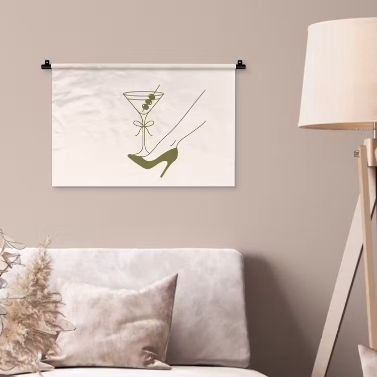 Wandkleed - Drank - Martini - Hoge hak - Mode - Groen — 2