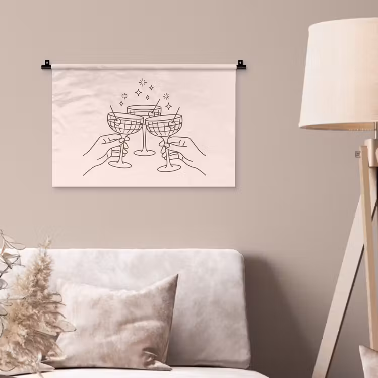 Wandkleed - Drankjes - Feest - Proosten - Minimalistisch - Groen — 2