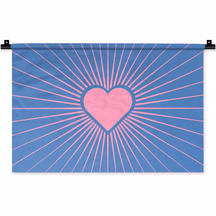 Wandkleed - Hart - Stralen - Liefde - Modern - Roze — 1