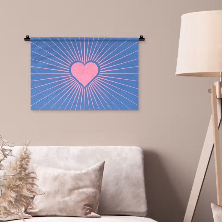 Wandkleed - Hart - Stralen - Liefde - Modern - Roze — 2