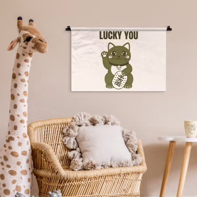 Wandkleed - Kat - Geluk - Dieren - Modern - Groen — 5