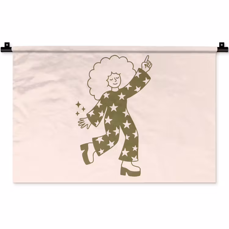 Wandkleed - Mensen - Dansend - Feest - Vintage - Groen — 1