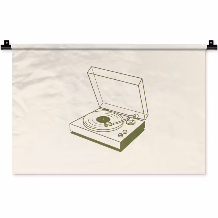 Wandkleed - Platenspeler - Vinyl - Muziek - Minimalistisch - Groen — 1