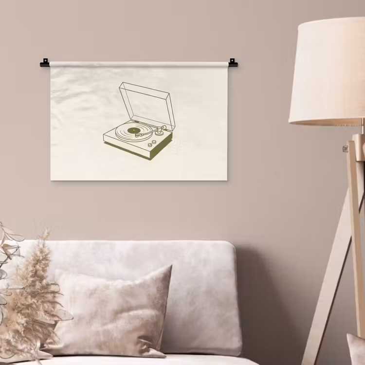 Wandkleed - Platenspeler - Vinyl - Muziek - Minimalistisch - Groen — 2