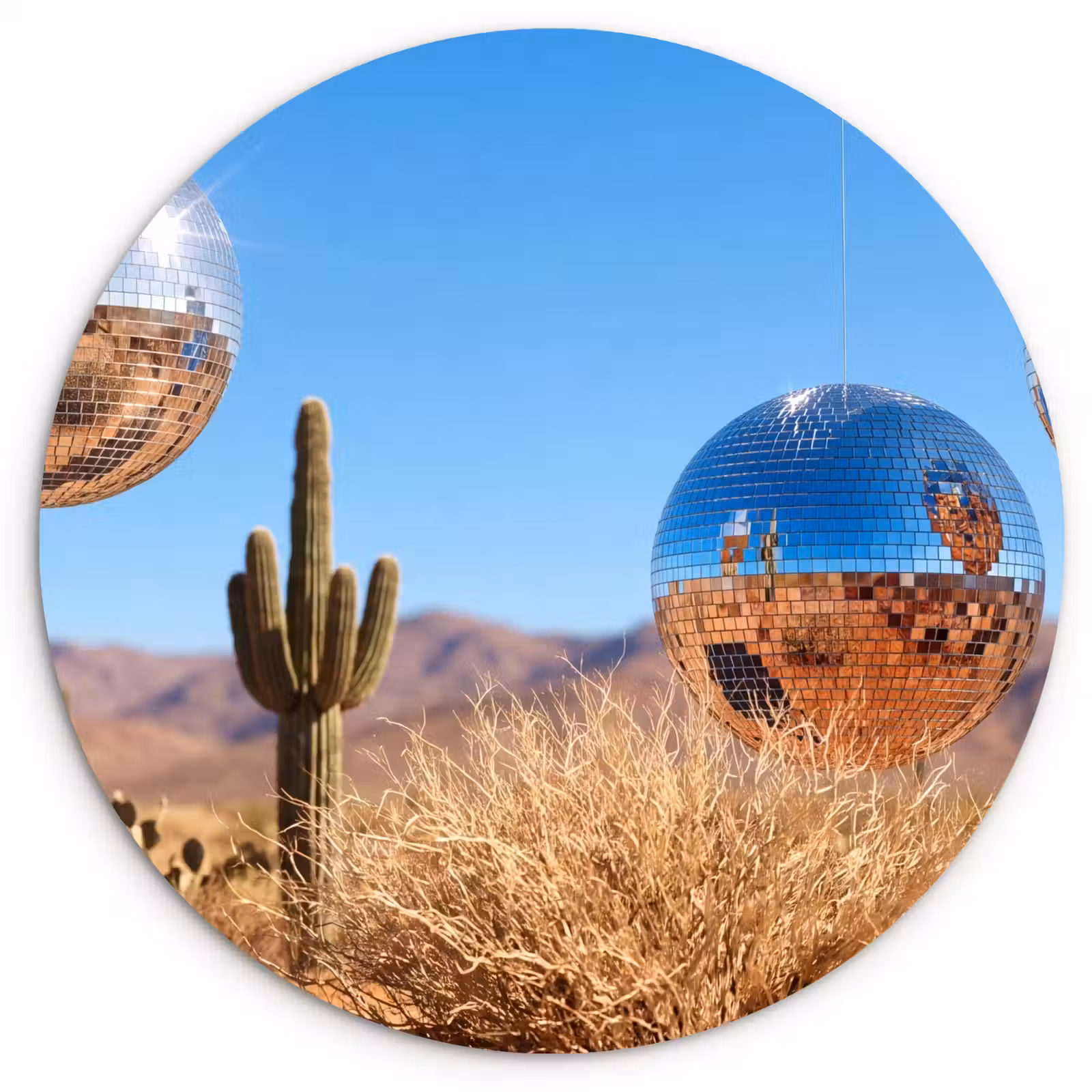 Wandcirkel - Glas - Woestijn - Spiegelbal - Kunst — 1