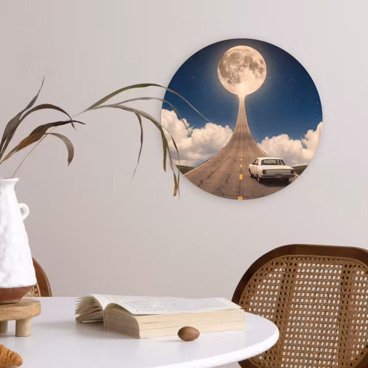 Wandcirkel - Glas - Weg - Maan - Nacht — 4