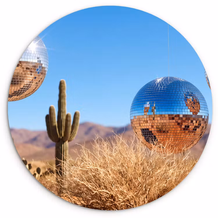 Wandcirkel - Glas - Woestijn - Spiegelbal - Kunst — 1