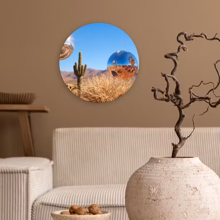 Wandcirkel - Glas - Woestijn - Spiegelbal - Kunst — 2