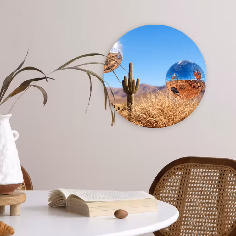 Wandcirkel - Glas - Woestijn - Spiegelbal - Kunst — 4