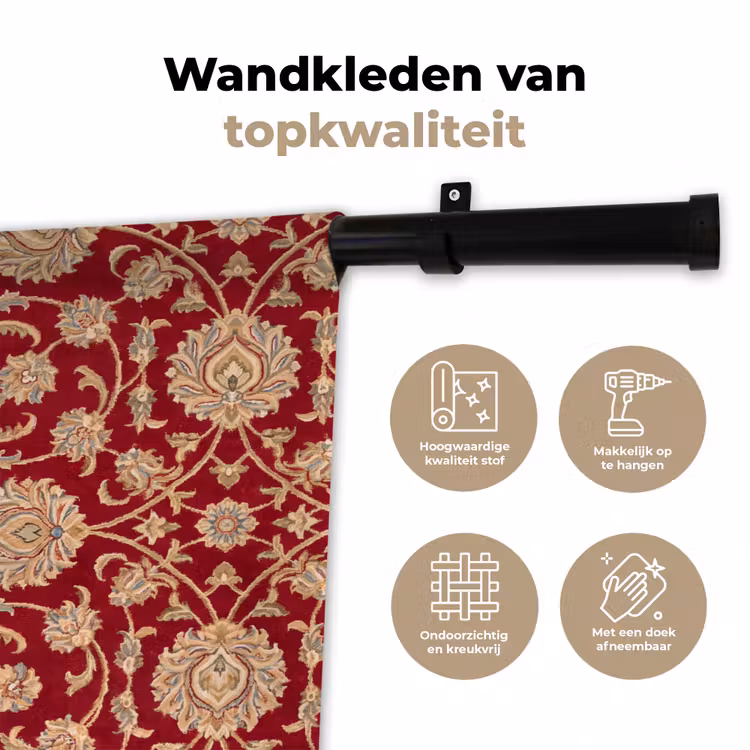 Wandkleed - Patroon - Bloem - Klassiek - Oosters - Rood — 3