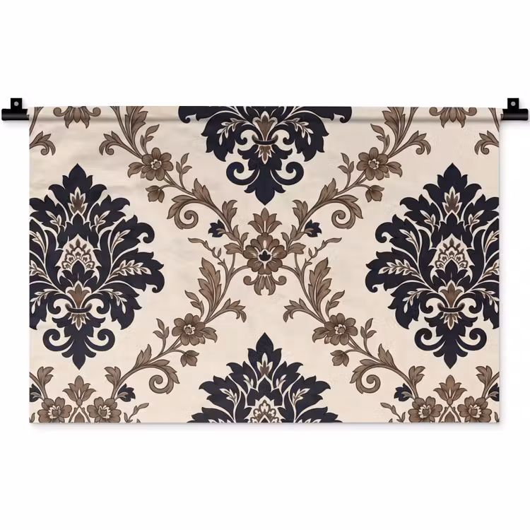 Wandkleed - Patroon - Floraal - Klassiek - Beige-blauw — 1