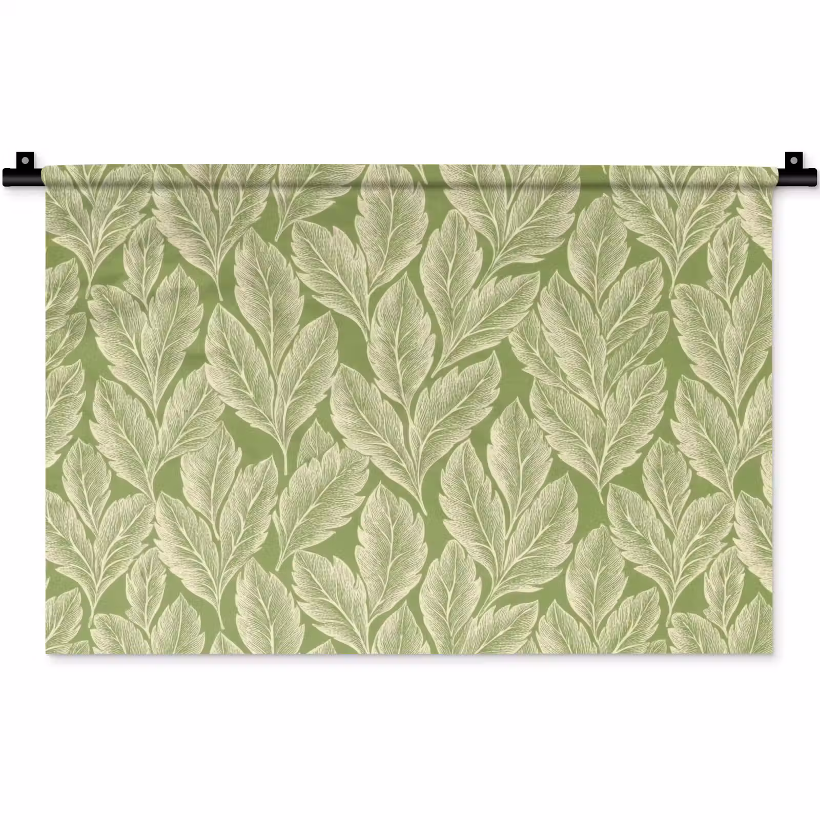 Wandkleed - Groen - Botanisch - Bladeren - Vintage - Patroon — 1