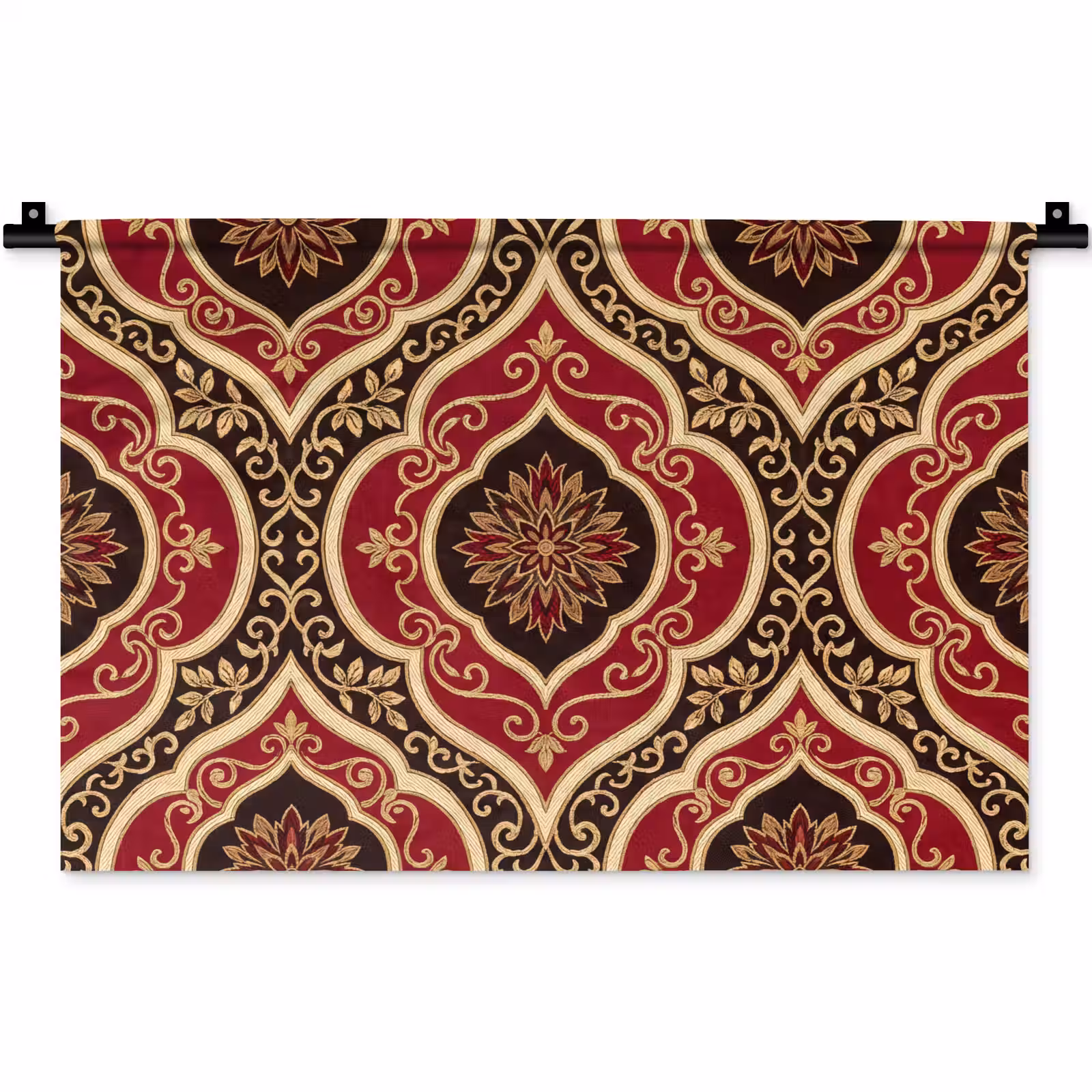 Wandkleed - Patroon - Ornament - Barok - Rood - Goud — 1