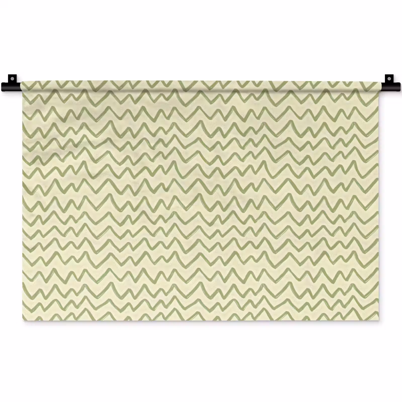 Wandkleed - Saliegroen - Zigzag - Handgetekend - Patroon — 1