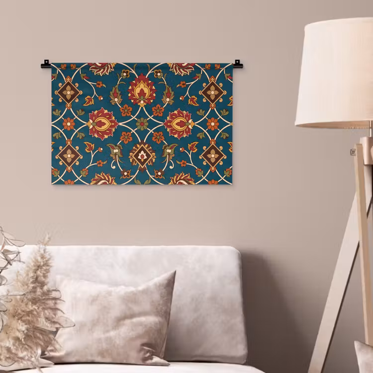 Wandkleed - Ornament - Flora - Traditioneel - Klassiek - Blauwgroen — 2